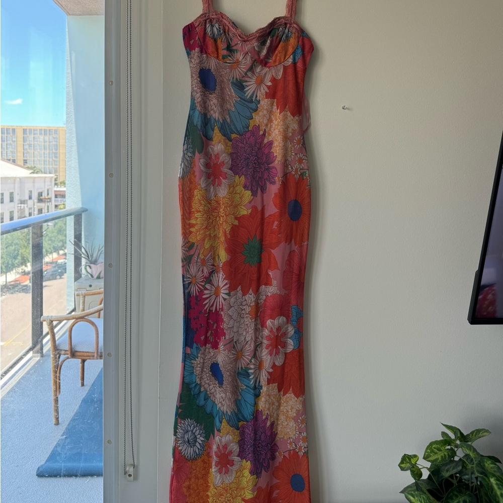 Found Oasis Mesh Maxi Dress Orange | Fortunate One